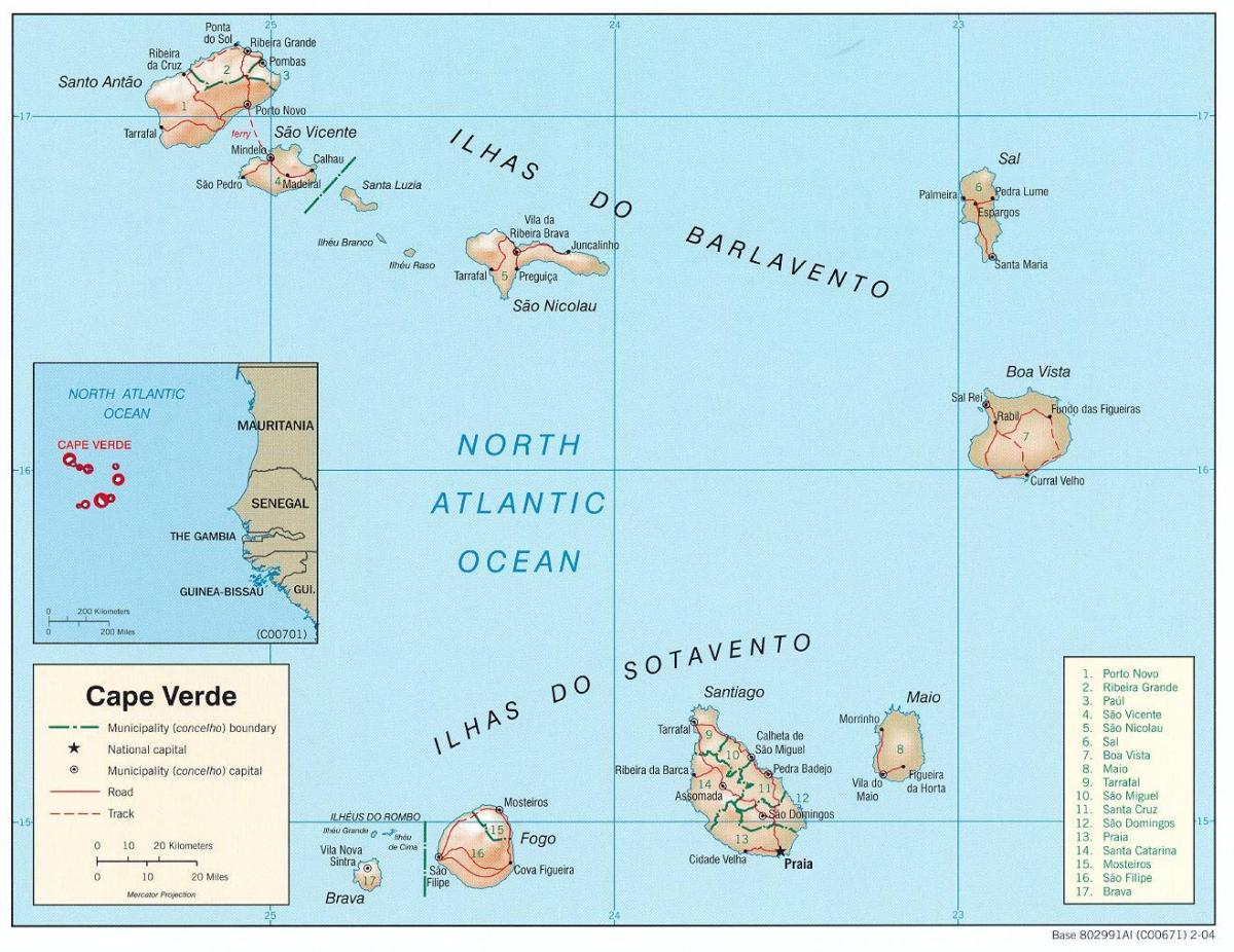 kaart van Kaap Verde