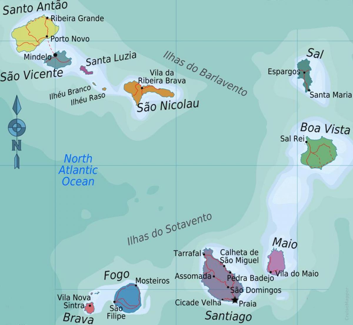 Kaapverdische eilanden locatie op de kaart