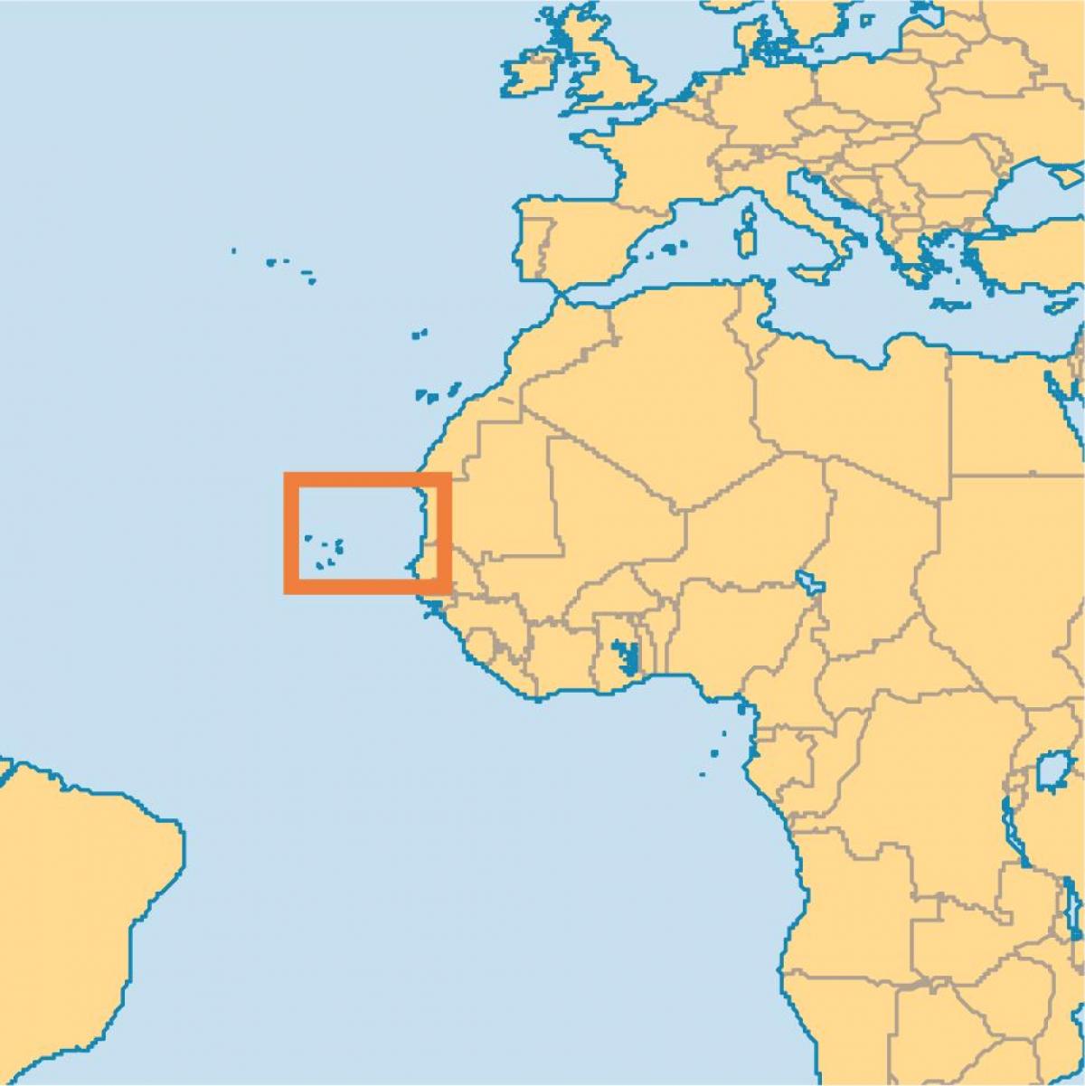 toon Cape Verde op de kaart van de wereld