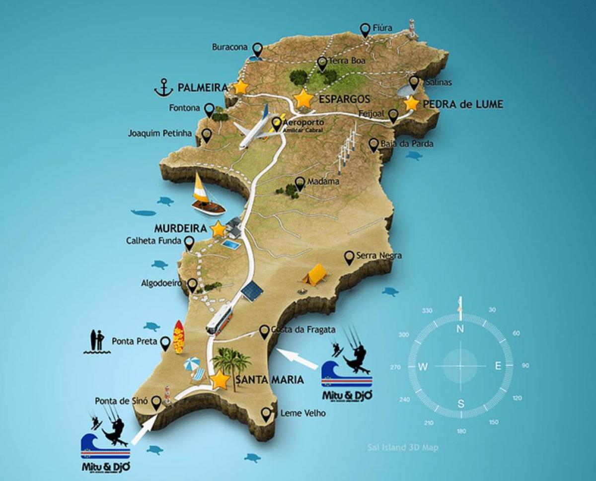 kaart van santa maria, Kaapverdië