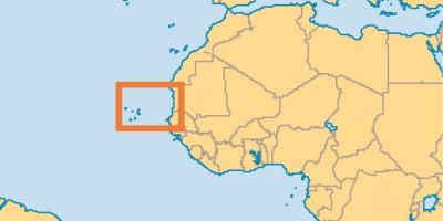 Toon Cape Verde op de kaart van de wereld